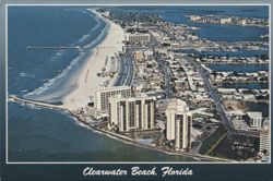 Clearwater Beach, Florida, Aerial View with Pier 60 Postcard