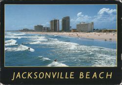 Jacksonville Beach, Surfers and Oceanfront Buildings Postcard