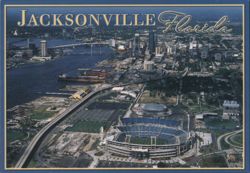Aerial View of Jacksonville, Florida and Stadium Postcard