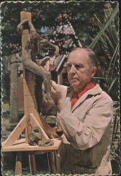 Artist Paul Cunningham Sculpting Christ Postcard