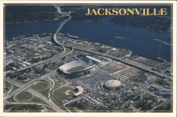Jacksonville Aerial: Gator Bowl, Coliseum & St. John's River Postcard