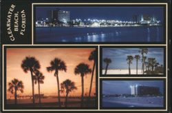 Clearwater Beach, Florida - Night and Sunset Views Postcard