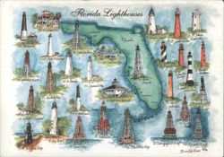 Florida Lighthouses Map Postcard