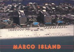 Marco Island, FL - Aerial of Beach, Hotels & Residences Postcard