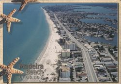 Madeira Beach, FL, Aerial View of Coast & Gulf Postcard