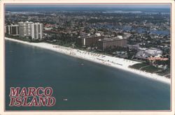 Marco Island, Florida Aerial View of Beach and Hotels Postcard