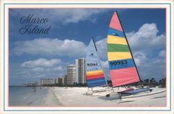 Colorful Catamarans on Marco Island Beach Postcard