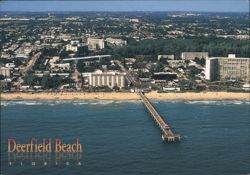 Deerfield Beach, FL - Aerial View of Pier and Coastline Postcard