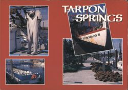 Tarpon Springs: Sponge Boat St. Nicholas III & Diving Suit Postcard