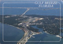 Aerial View, Sikes Bridge, Gulf Breeze, FL Postcard