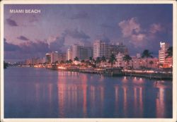 Miami Beach Waterfront, Indian Creek at Dusk Postcard