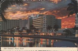 Lake Pancoast and Algiers Hotel, Miami Beach Postcard
