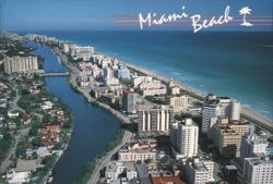 Miami Beach, Aerial View of Art Deco Hotels Postcard
