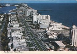 Aerial View of Hotels, Bal Harbour, Miami Beach Postcard
