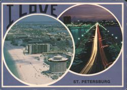 I Love St. Petersburg, FL - Beach and Bridge Views Postcard