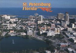 St. Petersburg, FL: Aerial View, Mirror Lake & Bay Postcard