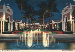 Royal Poinciana Plaza at Night, Palm Beach, FL Postcard