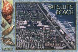 Aerial View of Satellite Beach, Florida with Seashell Border Postcard
