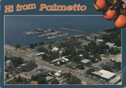 Hi from Palmetto, Aerial View on Manatee River Postcard