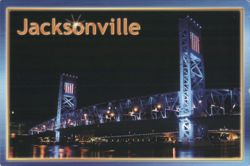 Jacksonville Bridge at Night Postcard