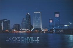 Jacksonville Skyline at Night, Main Street Bridge Postcard