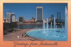 Jacksonville, FL: Friendship Fountain & Skyline Postcard