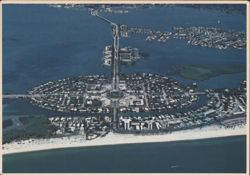 Aerial View, St. Armands Key Shopping Circle & Lido Beach Postcard