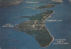 Key Biscayne Aerial View, Little White House & Commodore Club Postcard