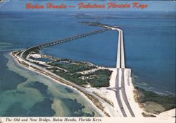 Old and New Bridge, Bahia Honda, Florida Keys Postcard