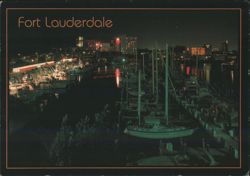 Fort Lauderdale, Bahia Mar Marina at Night Postcard