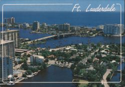 Ft. Lauderdale, Las Olas Avenue Bridge, Aerial View Postcard