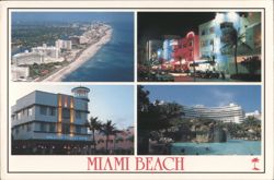 Miami Beach FL Multi-View Art Deco Waldorf Towers Postcard Postcard