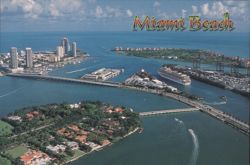 Miami Beach, Port of Miami, Aerial View with Cruise Ship Postcard