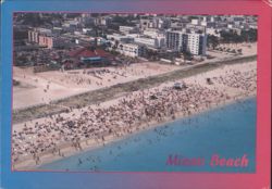 Aerial View of Crowded Miami Beach, Florida Postcard
