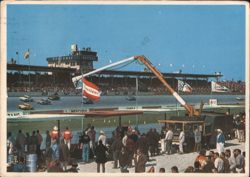 Daytona Speedway Race Day with Firestone Crane Postcard