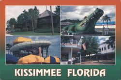 Kissimmee, Florida - Alligator Statue & Attractions Postcard