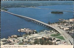 Aerial View, Fort Myers & Caloosahatchee River Bridge Postcard