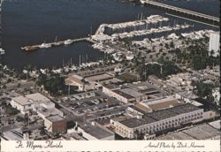 Aerial View, Ft. Myers, FL Yacht Basin & Edison Bridge Postcard