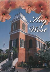 Old City Hall, Key West, with Hibiscus Flowers Postcard