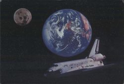 Orbiter Columbia, Earth, and Moon in Space Postcard