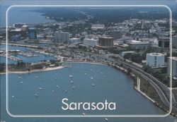 Sarasota, Florida - Aerial View of Bayfront Drive Postcard
