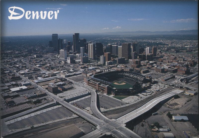 Aerial View of Denver Skyline and Coors Field Colorado