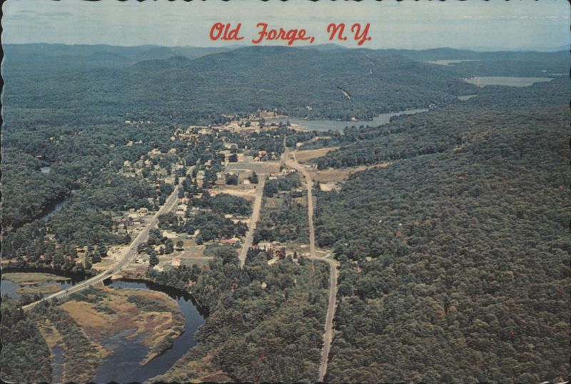 Aerial View of Old Forge, NY and Fulton Chain of Lakes New York