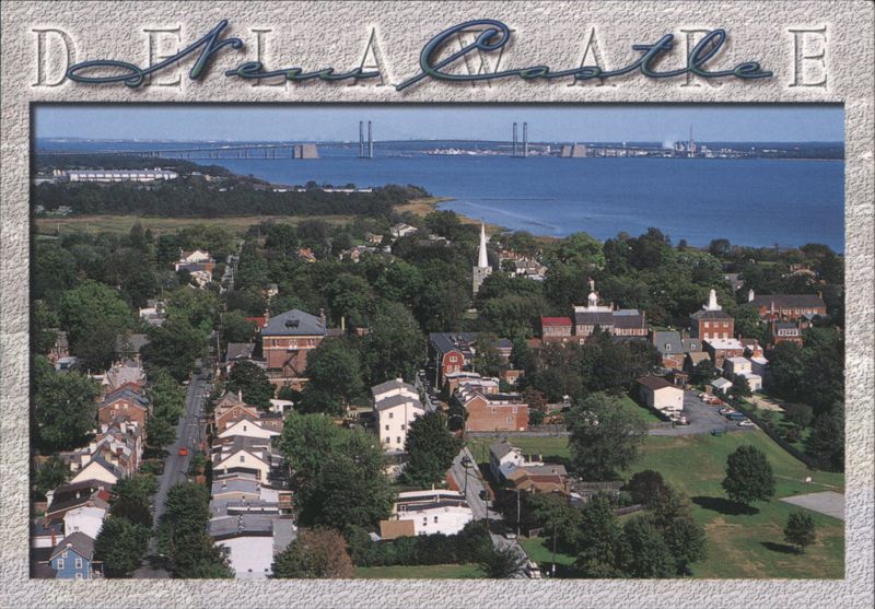 Aerial View of New Castle and Delaware Memorial Bridge