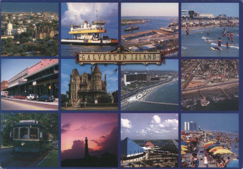 Galveston Island Attractions Collage Texas