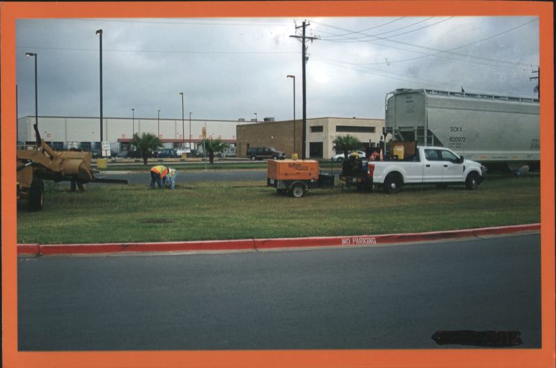Railroad Repair Work, Weslaco Post Office & H.E.B. Store Texas