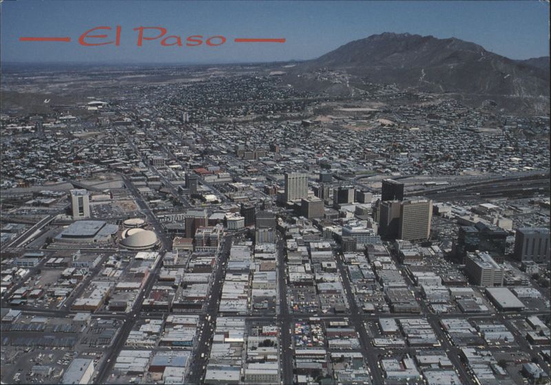 Aerial View of El Paso, Texas with Mountain Backdrop