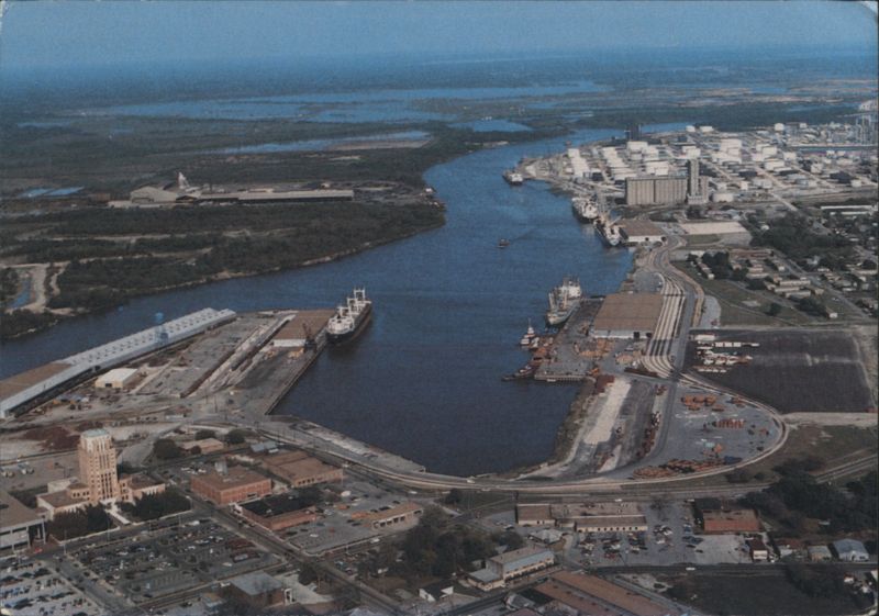 Aerial View of the Port of Beaumont, Neches River Texas