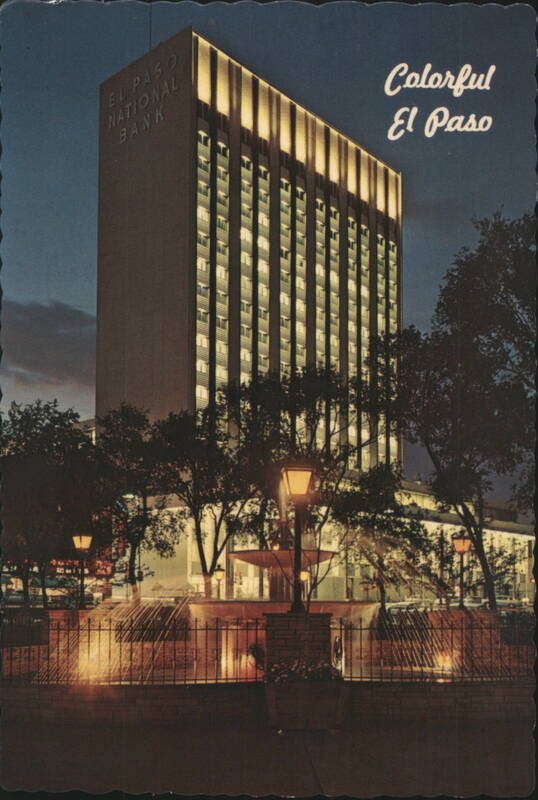 Colorful El Paso National Bank Building at Night Texas