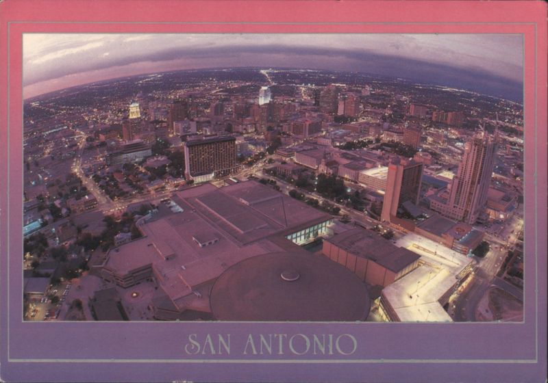 San Antonio Skyline at Dusk, Fisheye View Texas James Blank